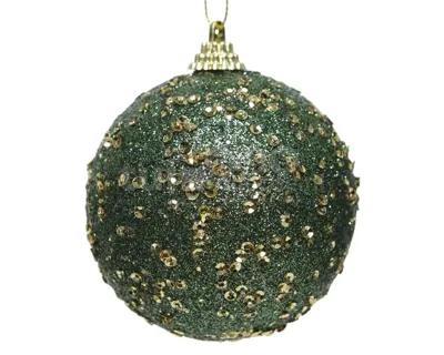 Kerstbal Foam Glitter Pailletten Ø8cm Groen