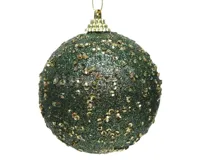 Kerstbal Foam Glitter Pailletten Ø8cm Groen - thumbnail