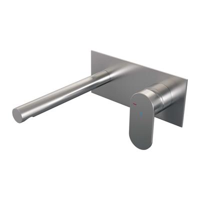 Inbouw Wastafelmengkraan Brauer Brushed Edition Coldstart Rechte Uitloop Platte Hendel Rechts Geborsteld RVS PVD Met Afdekplaat Inbouw Wastafelmengkraan Brauer Brushed Edition Coldstart Rechte Uitloop Platte Hendel Rechts Geborsteld RVS PVD Met Afdekplaat