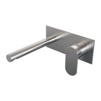 Inbouw Wastafelmengkraan Brauer Brushed Edition Coldstart Rechte Uitloop Platte Hendel Rechts Geborsteld RVS PVD Met Afdekplaat - thumbnail