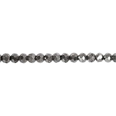 Creativ Company Facet kralen, afm 3x4 mm, gatgrootte 0,8 mm, metallic grijs, 100 stuk/ 1 doos