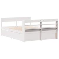Bedframe zonder matras massief grenenhout wit 160x200 cm - thumbnail