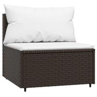 3-delige Loungeset met kussens poly rattan bruin - thumbnail
