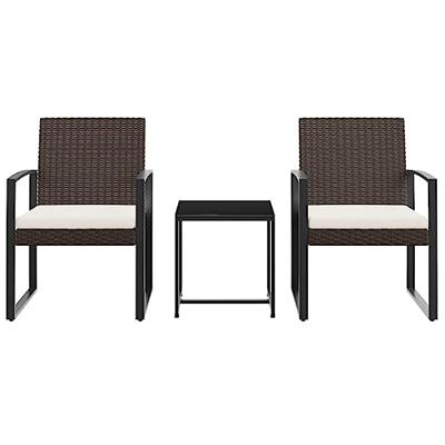 3-delige Tuinset met kussens polypropeen rattan bruin