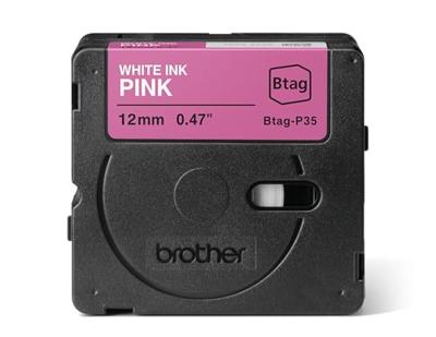 Brother BTAG-P35 labelprinter-tape Wit op roze
