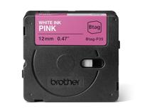 Brother BTAG-P35 labelprinter-tape Wit op roze - thumbnail