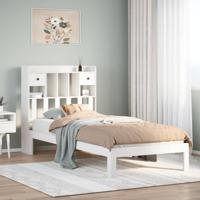 Bed met boekenkast zonder matras grenenhout wit 90x190 cm - thumbnail