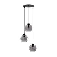 Lyora HanglampPalmer 3-lichts rond zwart met smoke glas - 9241140 - thumbnail