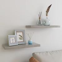 VidaXL Wandschappen zwevend 2 st 60x23,5x3,8 cm mdf betongrijs - thumbnail