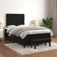 Boxspring met matras fluweel zwart 120x200 cm - thumbnail