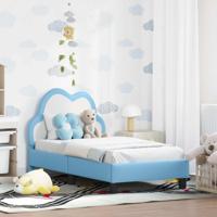 Peuterbedframe met hoofdbord Blauw 70 x 140 cm PU - thumbnail
