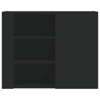 Wandkast 75x35x60 cm bewerkt hout zwart - thumbnail