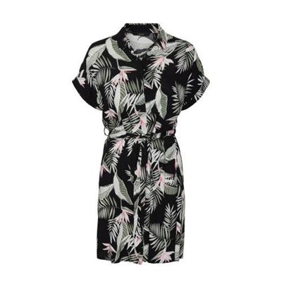 VERO MODA blousejurk VMSIMPLY met all over print en ceintuur zwart/groen