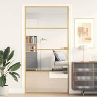 Binnendeur smal 102,5x201,5 cm gehard glas en aluminium goud - thumbnail