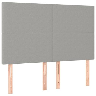 Boxspring met matras stof lichtgrijs 140x200 cm - thumbnail