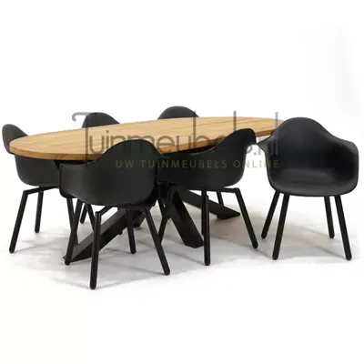 Tuinstoel Montreux zwart/zwart met Mistral ovaal 220 cm