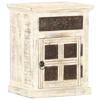 Nachtkastje 40x30x50 cm massief mangohout wit