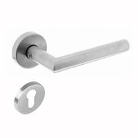 Intersteel deurkruk met cilinderrozet geveerd - Hoek 90° - RVS geborsteld - thumbnail