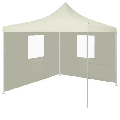 VidaXL Partytent met 2 zijwanden inklapbaar 2x2 m staal crème