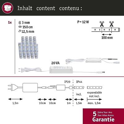 Paulmann 78871 LED-strip basisset Met connector (male) 230 V 1.5 m Warmwit 1 set(s) Paulmann 78871 LED-strip basisset Met connector (male) 230 V 1.5 m Warmwit 1 set(s)