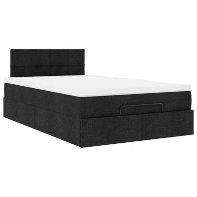 Ottoman bed met matras en LED's 120x200 cm stof zwart - thumbnail