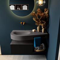 MONDIAZ RIVA 100cm badmeubel onderkast / planchet kleur Urban met 1 lade. Wastafel DULCET links 0 kraangaten kleur Dark_Grey. - thumbnail