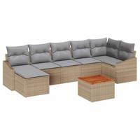 Tuinbankenset met opslag 8 pcs Beige en Licht Grijs poly rattan - thumbnail