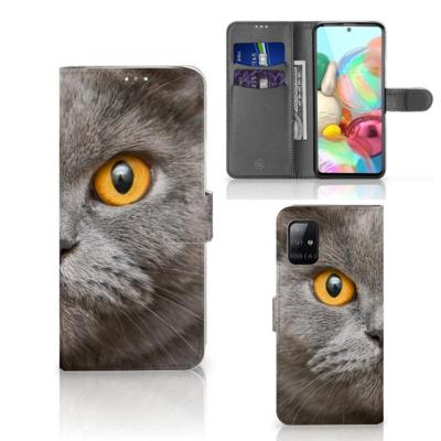 Telefoonhoesje | Met pasjeshouder | Samsung Galaxy A71 Britse Korthaar Telefoonhoesje | Met pasjeshouder | Samsung Galaxy A71 Britse Korthaar