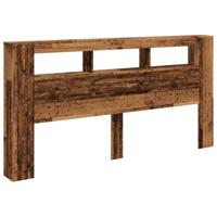 Hoofdeinde met LED 200x18,5x103,5 cm bewerkt hout oud hout - thumbnail