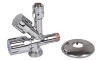 Kirchhoff Haakse-apparaataansluiting, chroom, 3/8"ET x 3/4"ET x 3/8"ET x 10 mmQ, met terugslagklep, zelfdichtend - 98629500 - thumbnail