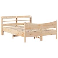 Bedframe met hoofdbord massief grenenhout 150x200 cm - thumbnail