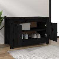 VidaXL Schoenenkast 70x38x45,5 cm massief grenenhout zwart - thumbnail