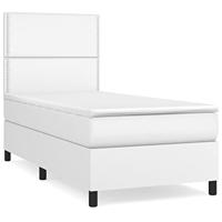 Boxspring met matras kunstleer wit 100x200 cm - thumbnail