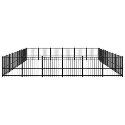 vidaXL Hondenkennel voor buiten 56,45 m² staal, kennel, hondenhuis, hondenren, hondenhok, hondenverblijf, puppyverblijf, kennels, hondenhokken