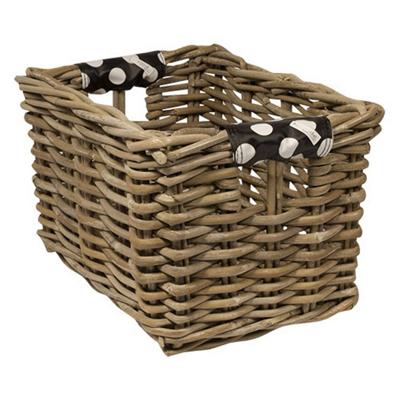 Rieten Fietsmand XL White Small Dots naturel