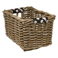 Rieten Fietsmand XL White Small Dots naturel - thumbnail