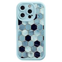 iPhone 14 Pro blauwe case - Blue cubes - thumbnail