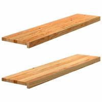 VidaXL Vensterbanken 2 st 110x30x2 cm massief eikenhout lichtbruin - thumbnail
