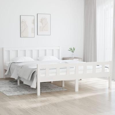 Bedframe massief hout wit 150x200 cm Bedframe massief hout wit 150x200 cm
