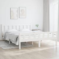 Bedframe massief hout wit 150x200 cm - thumbnail