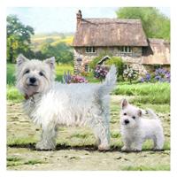 Craft Buddy Crystal Art Kaart West Highland Terriërs 18x18 cm - thumbnail