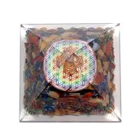 Bloem des Levens Chakra Piramide met Kristalpunt en Chakrastenen - thumbnail