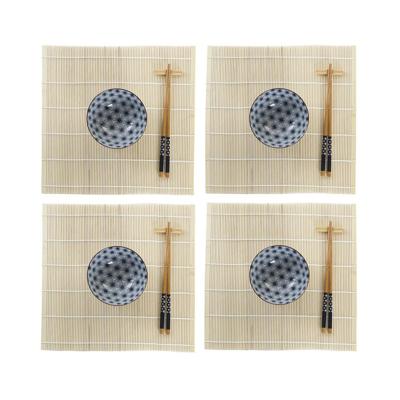 Sushi set DKD Home Decor 14,5 x 14,5 x 31 cm Blauw Keramiek Orientaals (16 Onderdelen)