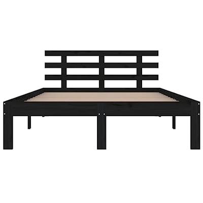 Bedframe massief hout zwart 200x200 cm