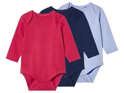 lupilu 3 Baby rompers (marineblauw/lila/roze, 74/80)