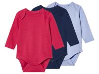 lupilu 3 Baby rompers (marineblauw/lila/roze, 74/80) - thumbnail