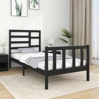 Bedframe massief hout zwart 75x190 cm - thumbnail