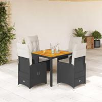 5-delige Bistroset met kussens poly rattan zwart - thumbnail