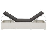 Ligbed met kussen poly rattan wit - thumbnail