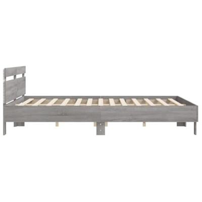 Bedframe met hoofdeinde en LED-licht grijs sonoma 160x200 cm